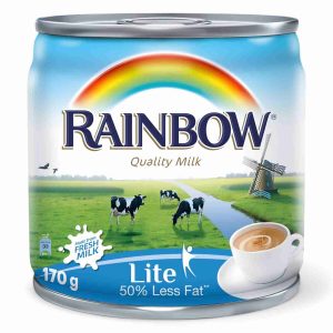 RAINBOW EVAP MILK LITE MADE FROM FRESH MILK 170GM