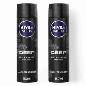 NIVEA MEN BODY SPRAY 150 ML DEEP BLACK CARBON*2PCS