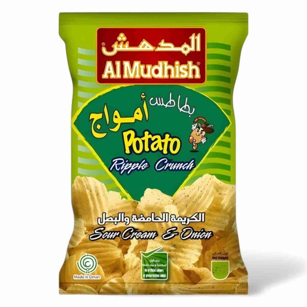 AL MUDHISH POTATO RIPPLE CRUNCH 75 GM SOUR CREAM &