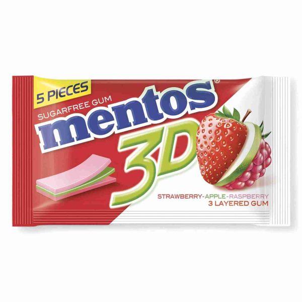 MENTOS 3D GUM 5NOS STRAWBERRY